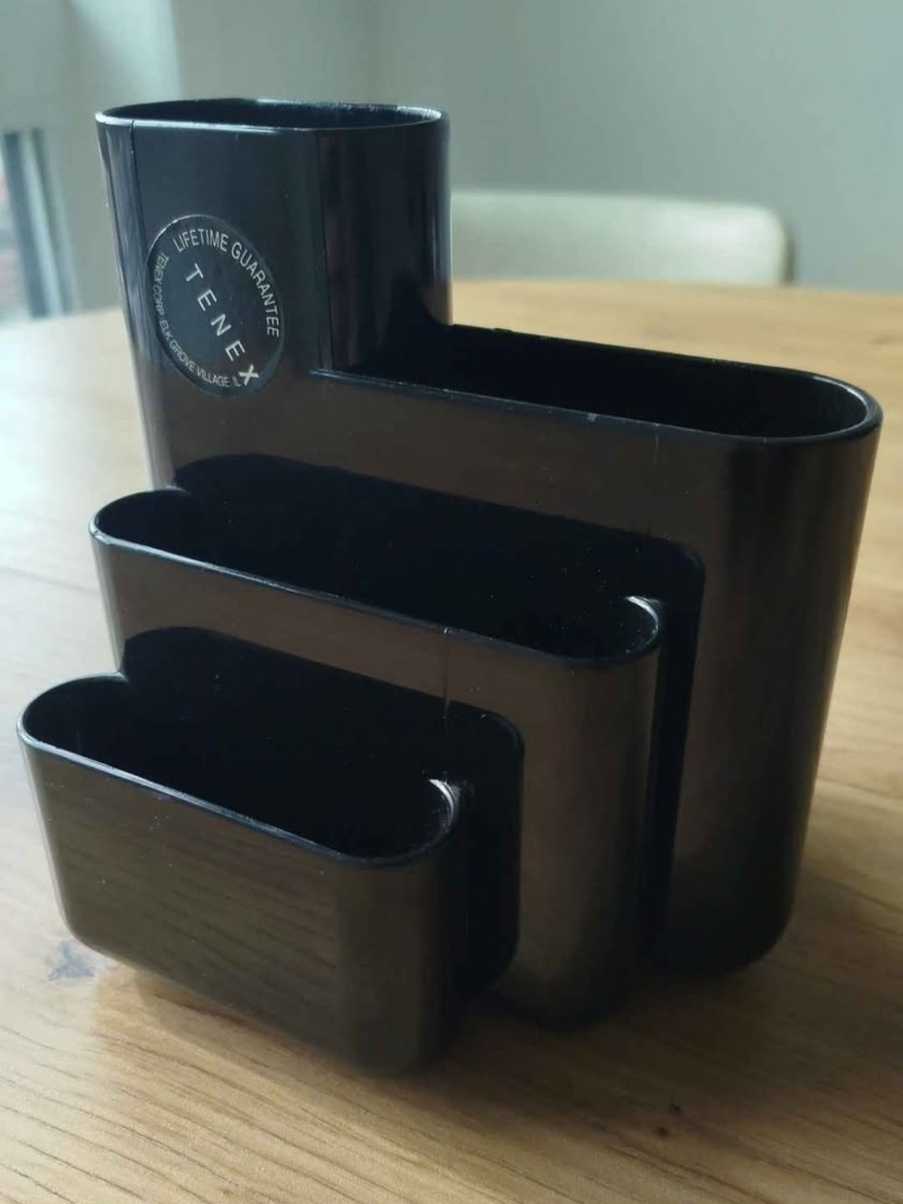 Vintage 1980s Tenex Black Desk Organizer - SpaTenex Black Stacked Desk Organizer